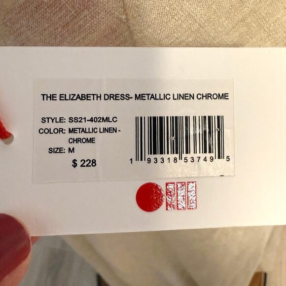Solid & Striped x Sloane Stephens The Elizabeth Linen Dress Metallic Chrome New - Picture 11 of 13